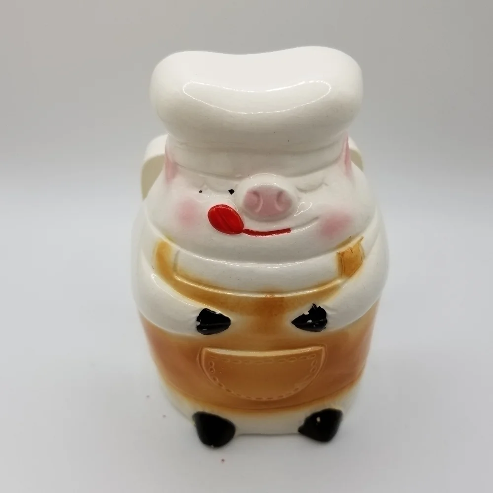 Vintage Ceramic Napkin Holder Creamer Set Pigs Mid-Century Anthropomorphic Japan